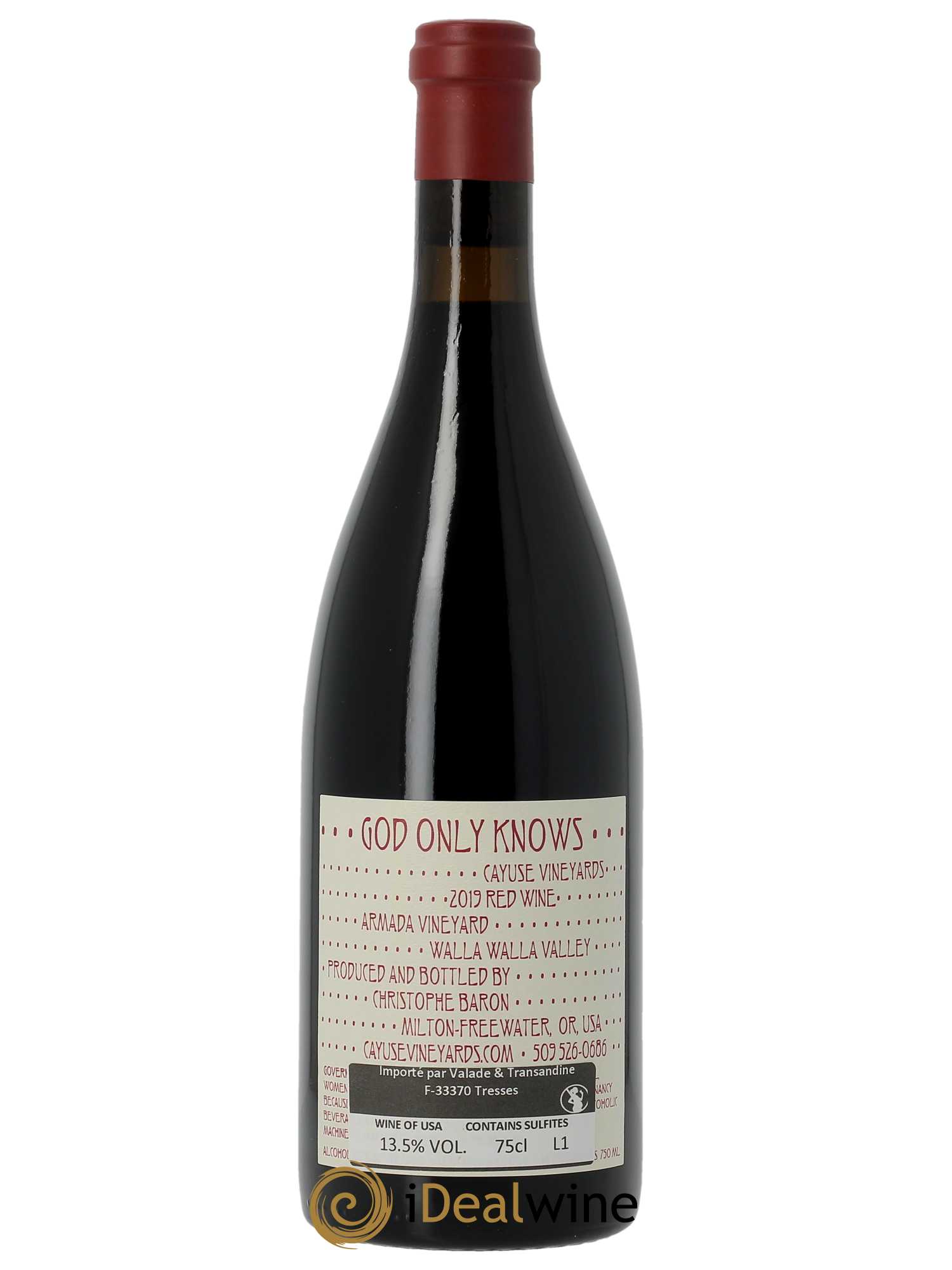 Walla Walla Valley Cayuse God only knows Christophe Baron  2019 - Lot de 1 Bouteille