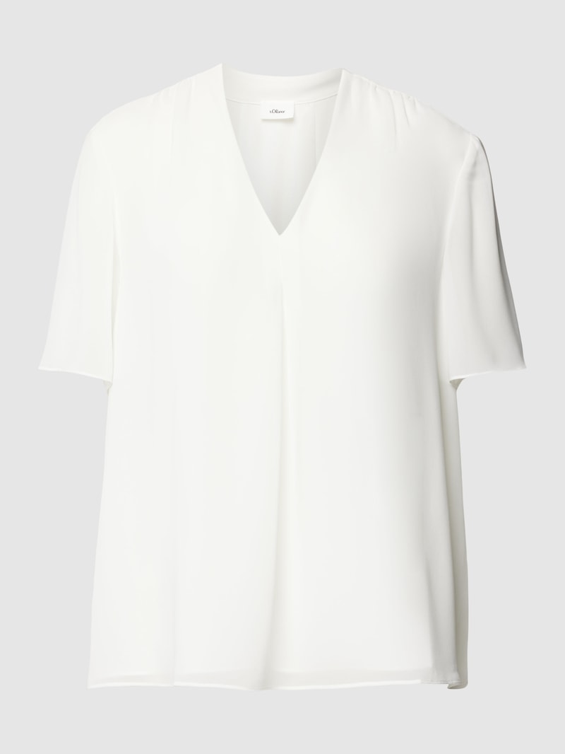 Bluse mit V-Ausschnitt in weiß