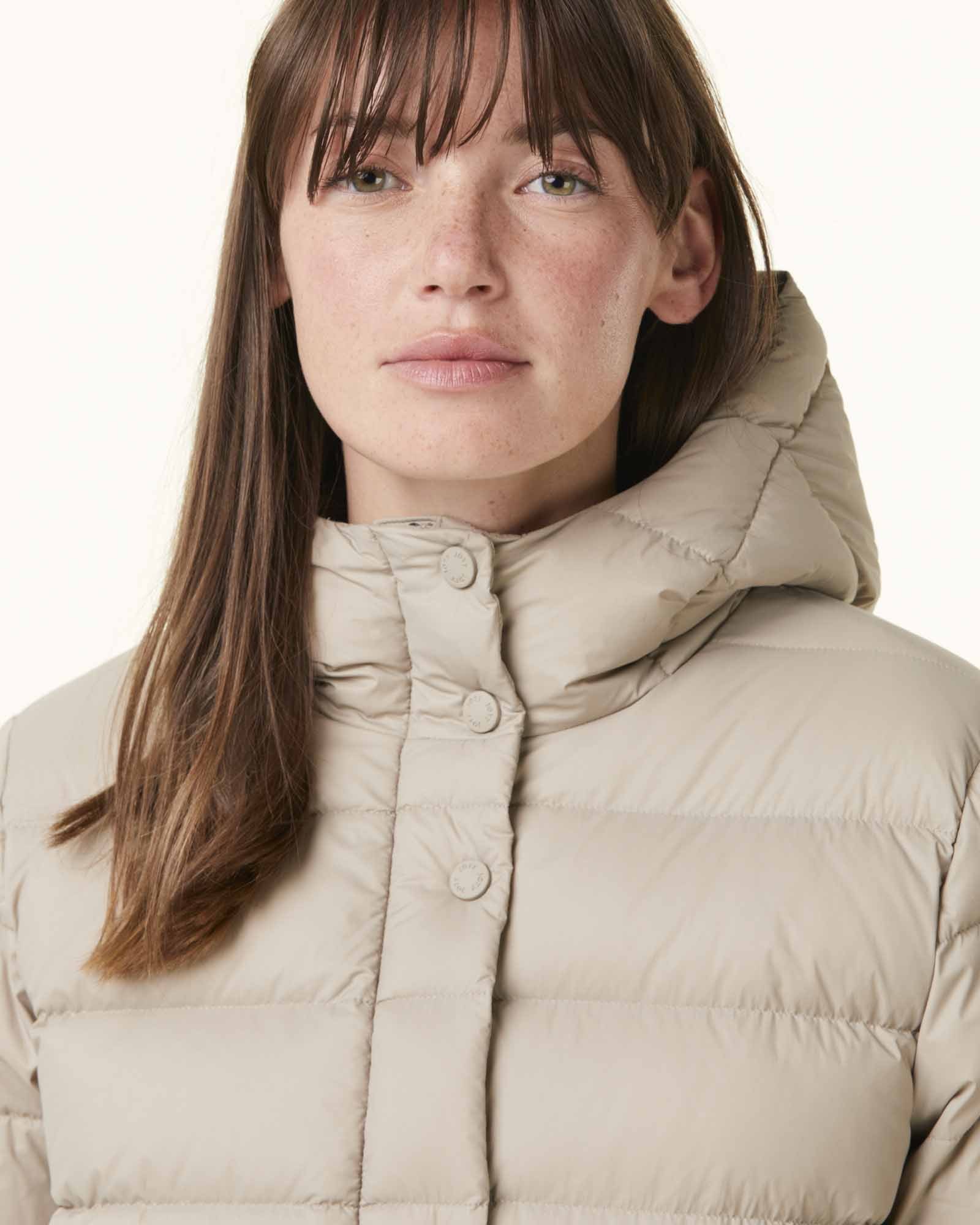 Doudoune droite à capuche Beige Jane