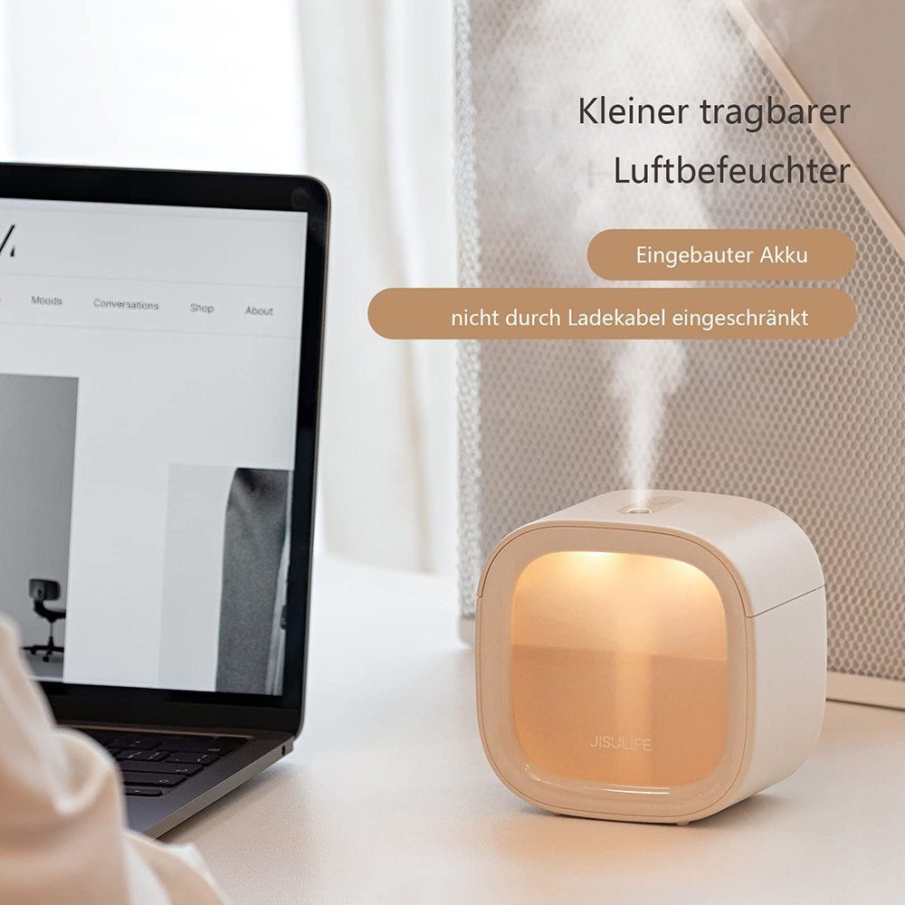 Gontence Luftbefeuchter Mini-Luftbefeuchter, Nachtlicht Kleiner Luftbefeuchter Kabellos 300ml