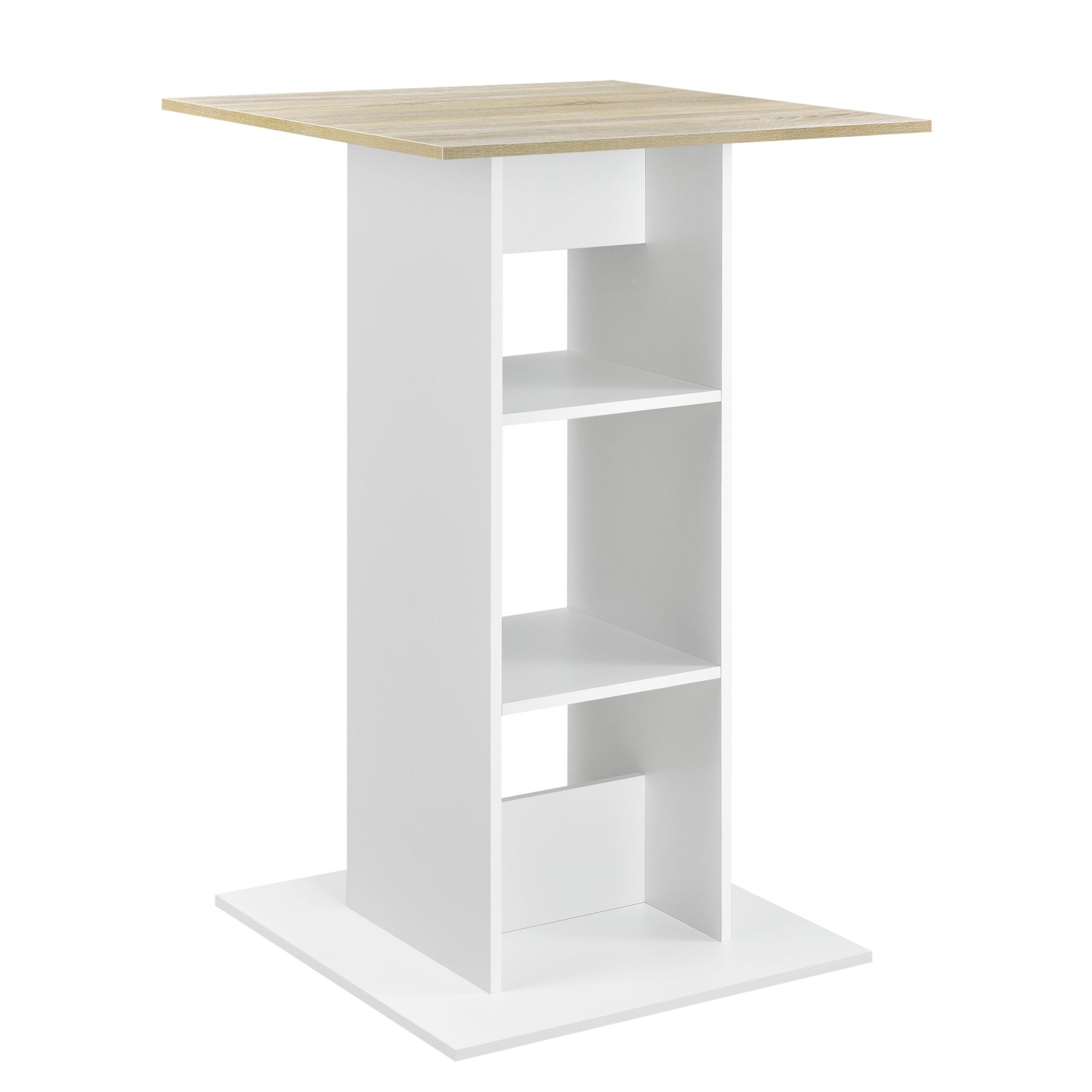 en.casa Bartisch (nur Tisch), Visby Bartheke 110x70x70cm Weiß / Eiche-Optik