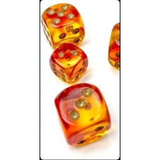 Gemini 12mm d6 Translucent Red-Yellow/gold Dice Block (36)