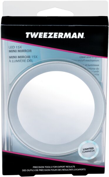 Tweezerman LED Mini Mirror - 15X Mini Vergrößerungsspiegel Kosmetikspiegel
