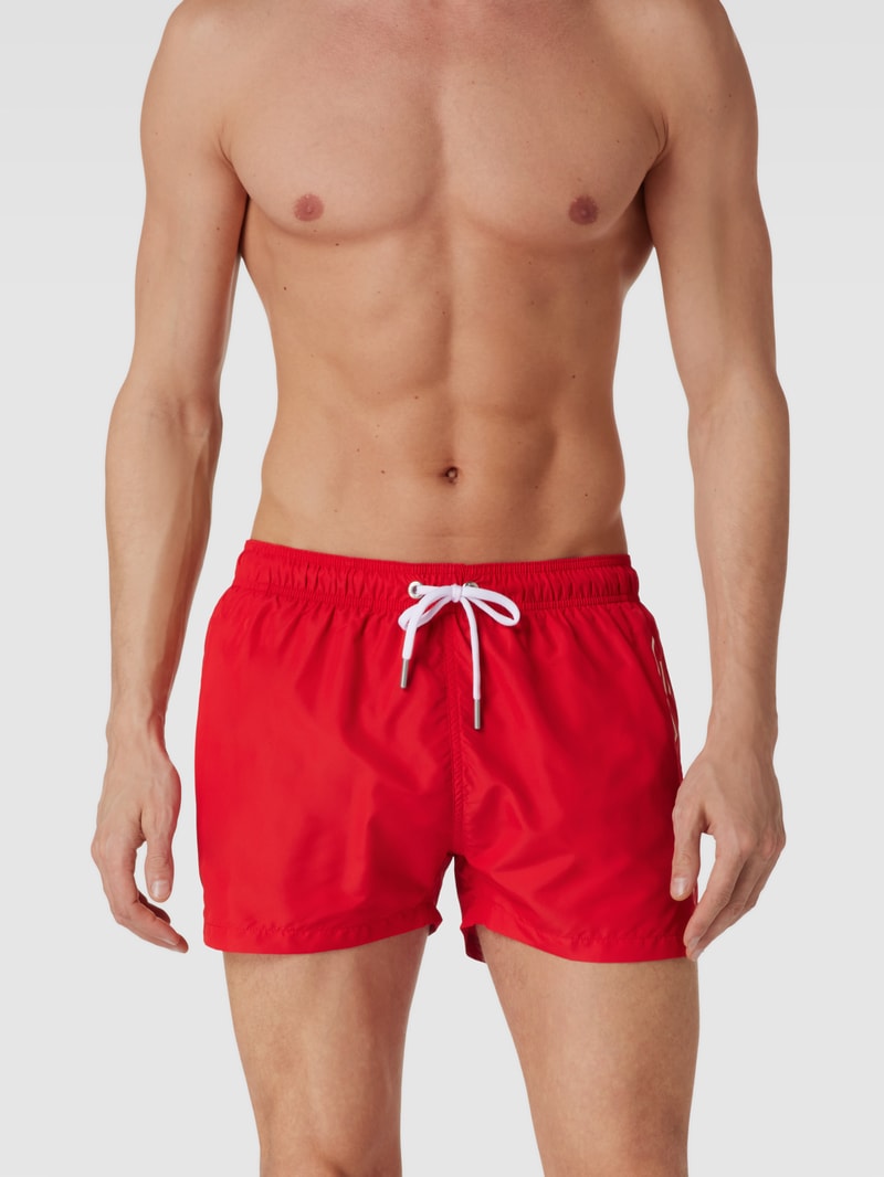 Badehose mit Logo-Print in rot