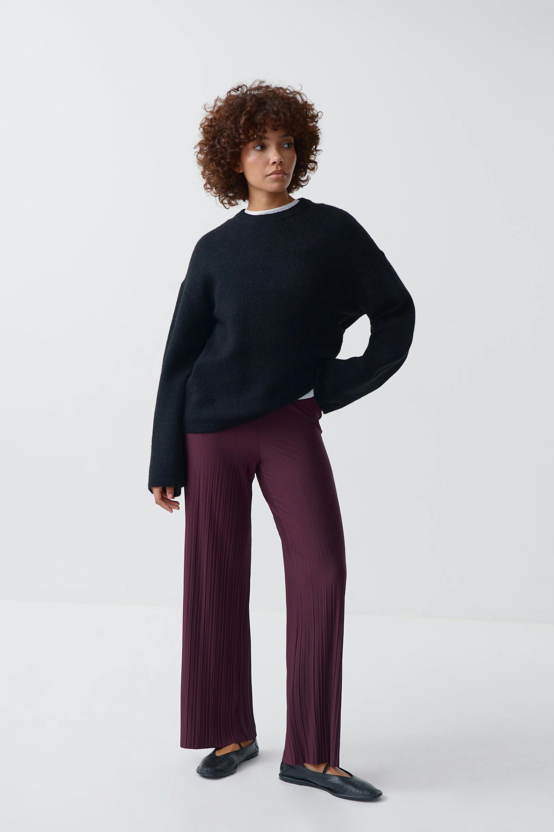 Jersey plisse trousers