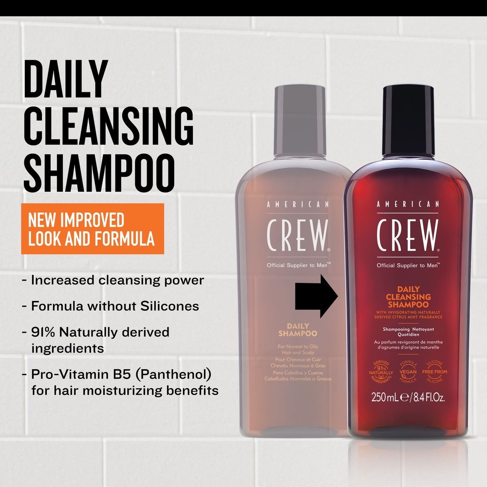 american crew Shampooing Nettoyant Quotidien, CheveuxNormaux à Gras Shampoing