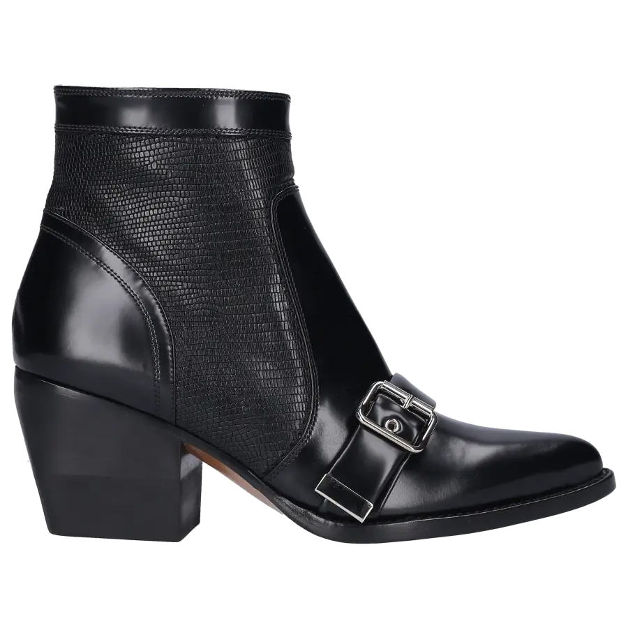 Chloé - Stiefeletten RYLEE Kalbsleder Logo schwarz - schwarz
