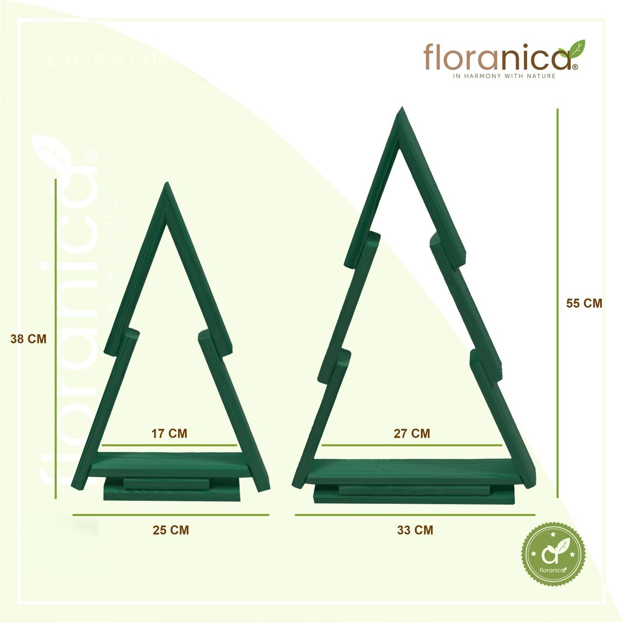 Pemicont Floranica Tannenbaum 2er-Set aus Kiefernholz Holztannenbäume - Grün