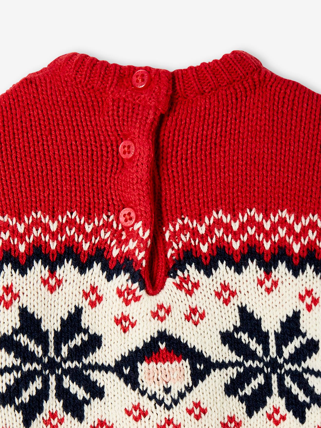 Vertbaudet Baby Weihnachts-Pullover Capsule Collection FAMILIE Oeko-Tex - rot