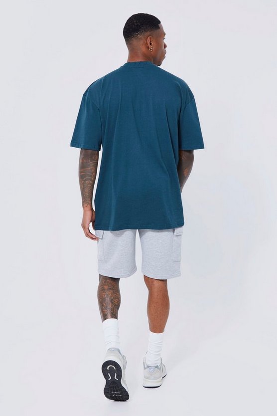 Lockere mittellange Basic Jersey Cargo-Shorts