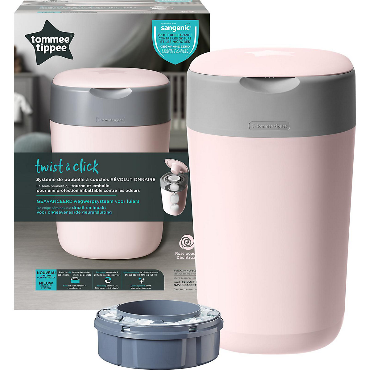 Windeleimer Twist & Click Sangenic, rosa