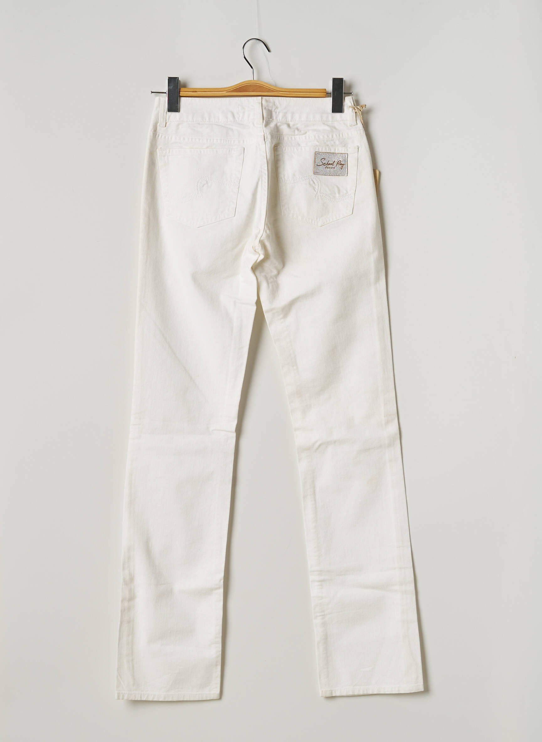 School Rag Jeans Coupe Droite Femme couleur blanc