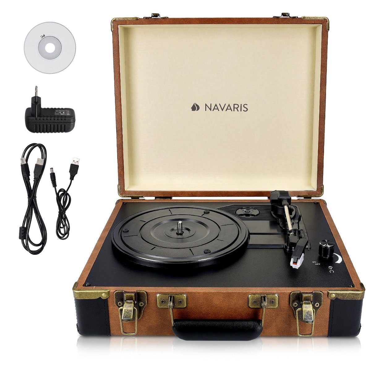 Navaris Retro Kofferplattenspieler - USB zum Digitalisieren - Vintage Plattenspieler