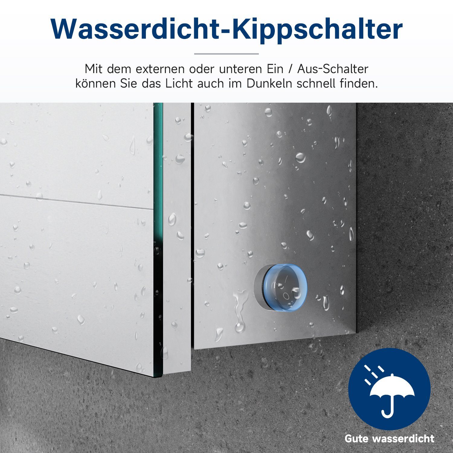 SONNI Spiegelschrank Bad spiegelschränke 3-türig mit LED Beleuchtung Edelstahl IP44 Badezimmer, mit Steckdose