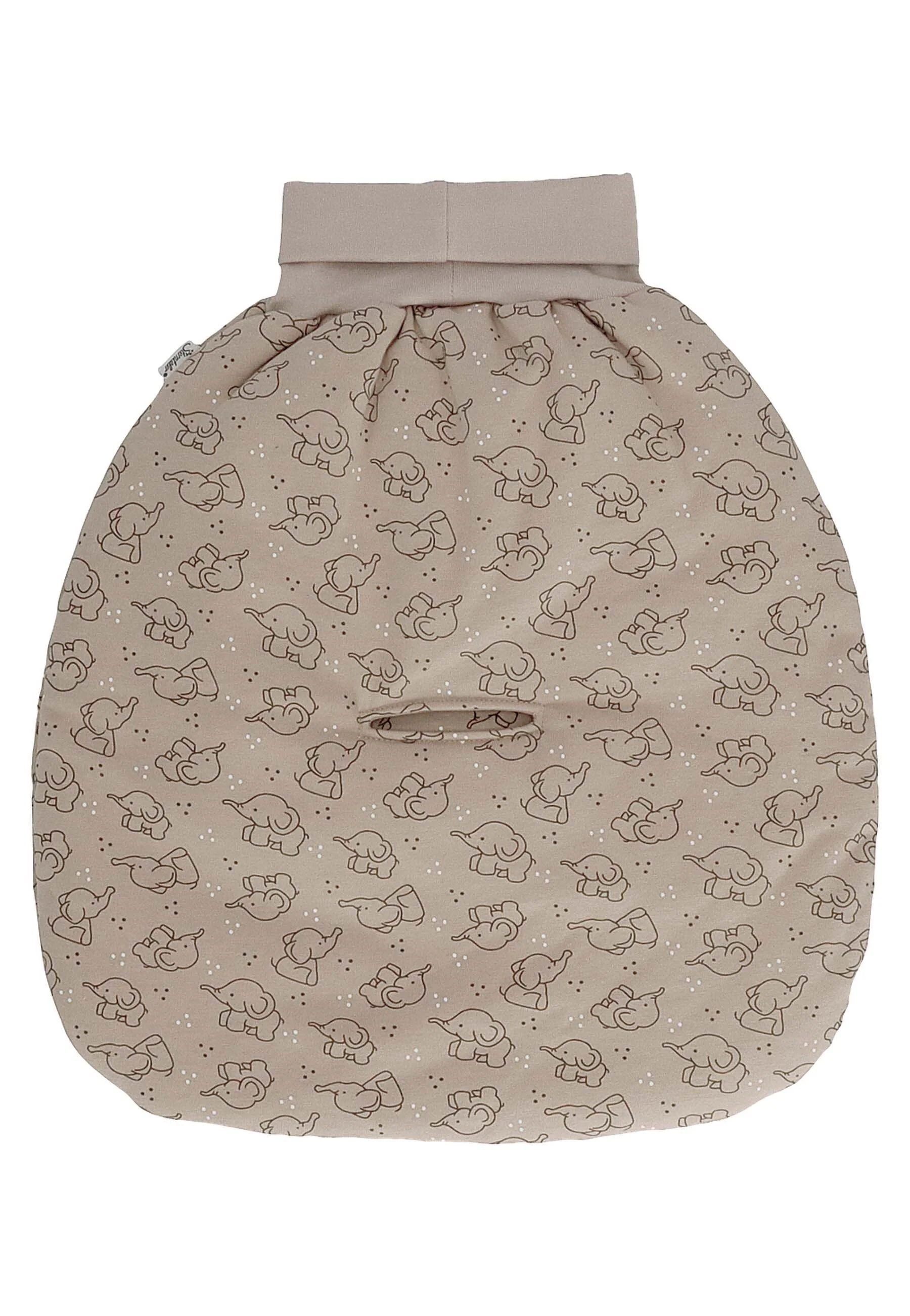 Strampelnest wattiert, Motiv Elefant Eddy in Beige