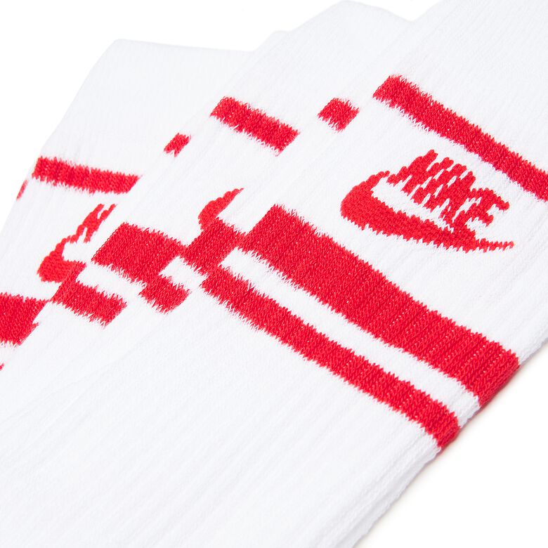 NIKE Sportswear Everyday Essential Socks (3 Pack) white/university red