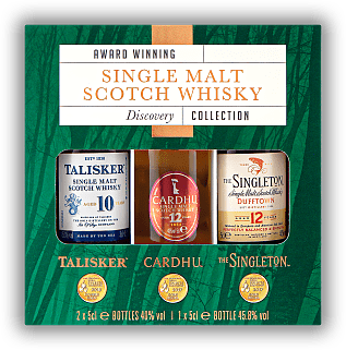 Classic Malts Multi Discovery Coll. Talisker 10 Y. + Cardhu 12 Y. + Singleton 12 Y. 3x0,05 Liter Classic Malts Multi Discovery Coll. Talisker 10 Y. + Cardhu 12 Y. + Singleton 12 Y. 3x0,05 Liter  Alter 10-12 J. - 0,15	 Liter - Vol 41,93%