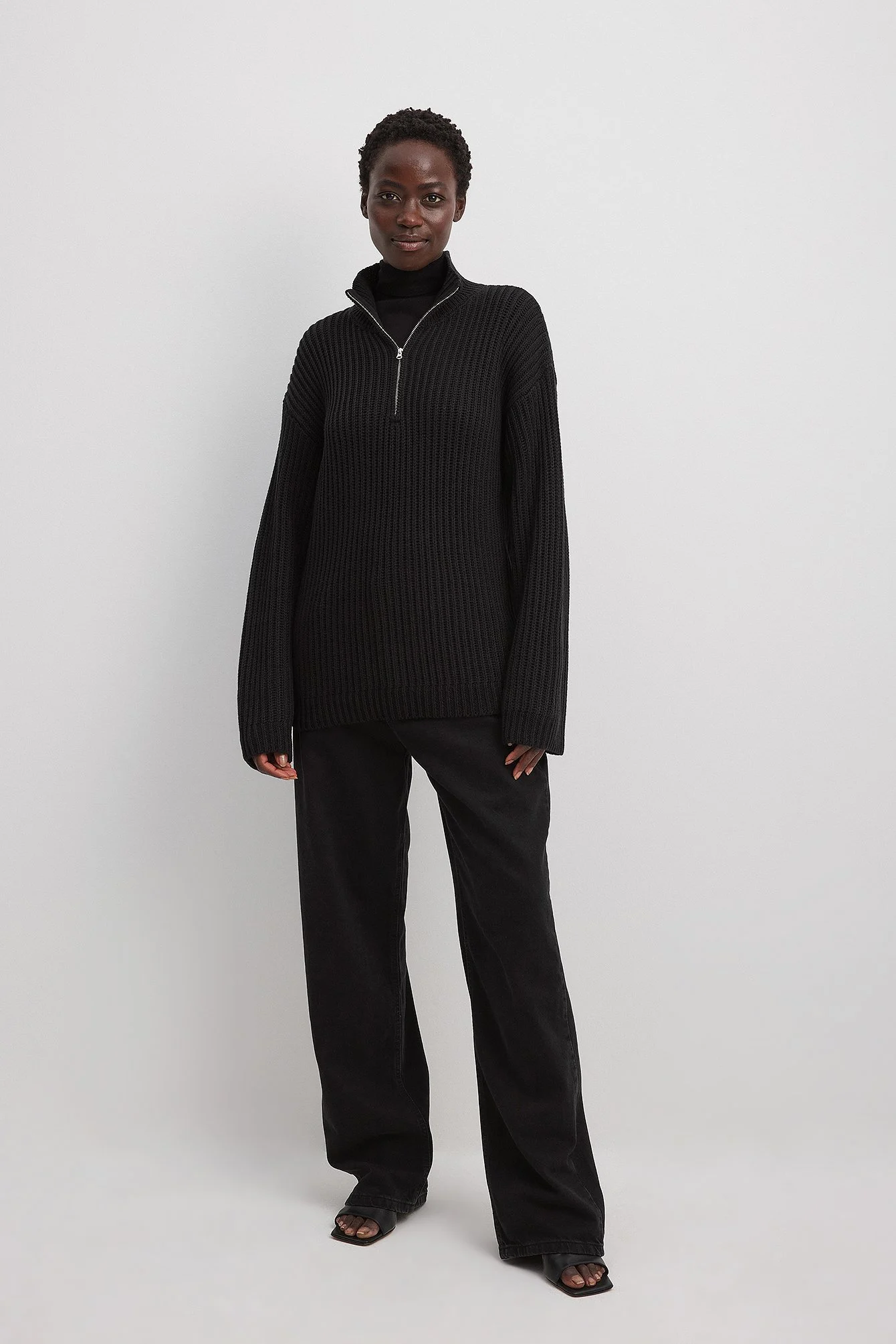 Reißverschluss vorne Strickpullover