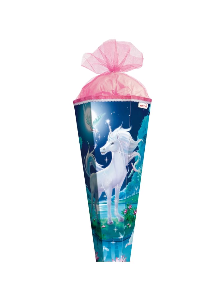 ROTH Schultüte groß Mondscheineinhorn 85 cm, Glitter Glitzerborte in Blau günstig kaufen onesize