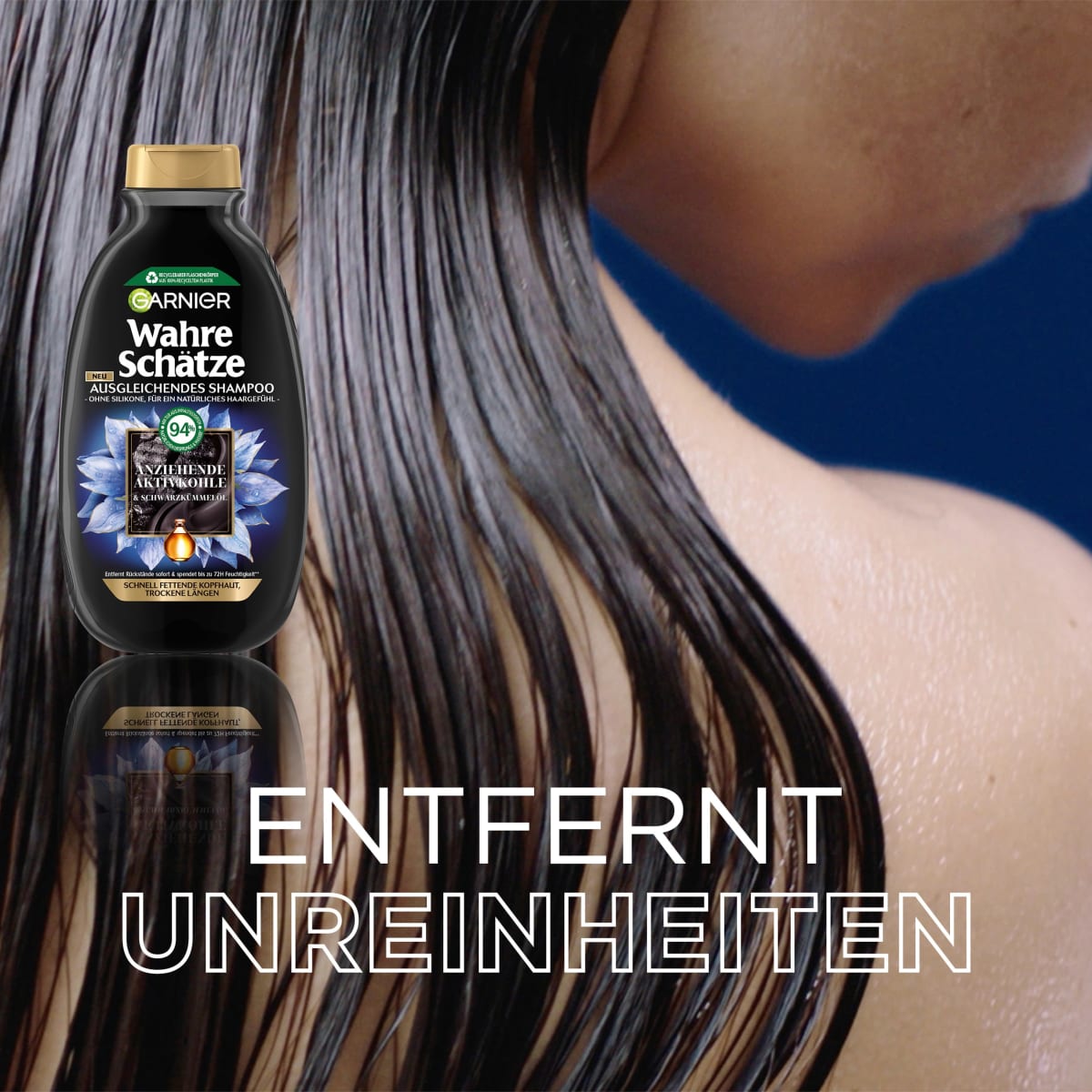 Shampoo Aktivkohle, fettige Kopfhaut, 300 ml