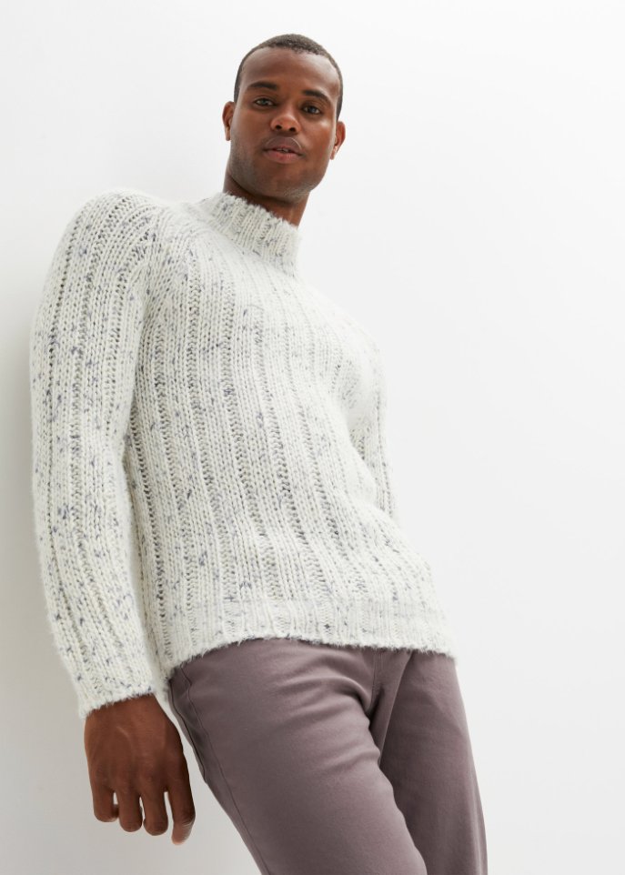 Pullover in Rippstrick mit Wollanteil