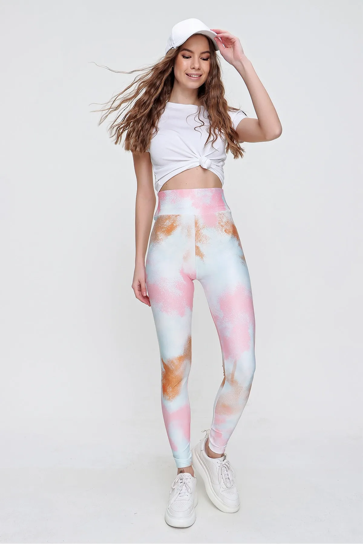 Trend Alaçatı Stili  Rosa Sport-Leggings mit digitalem Muster für Damen ALC-X6170
