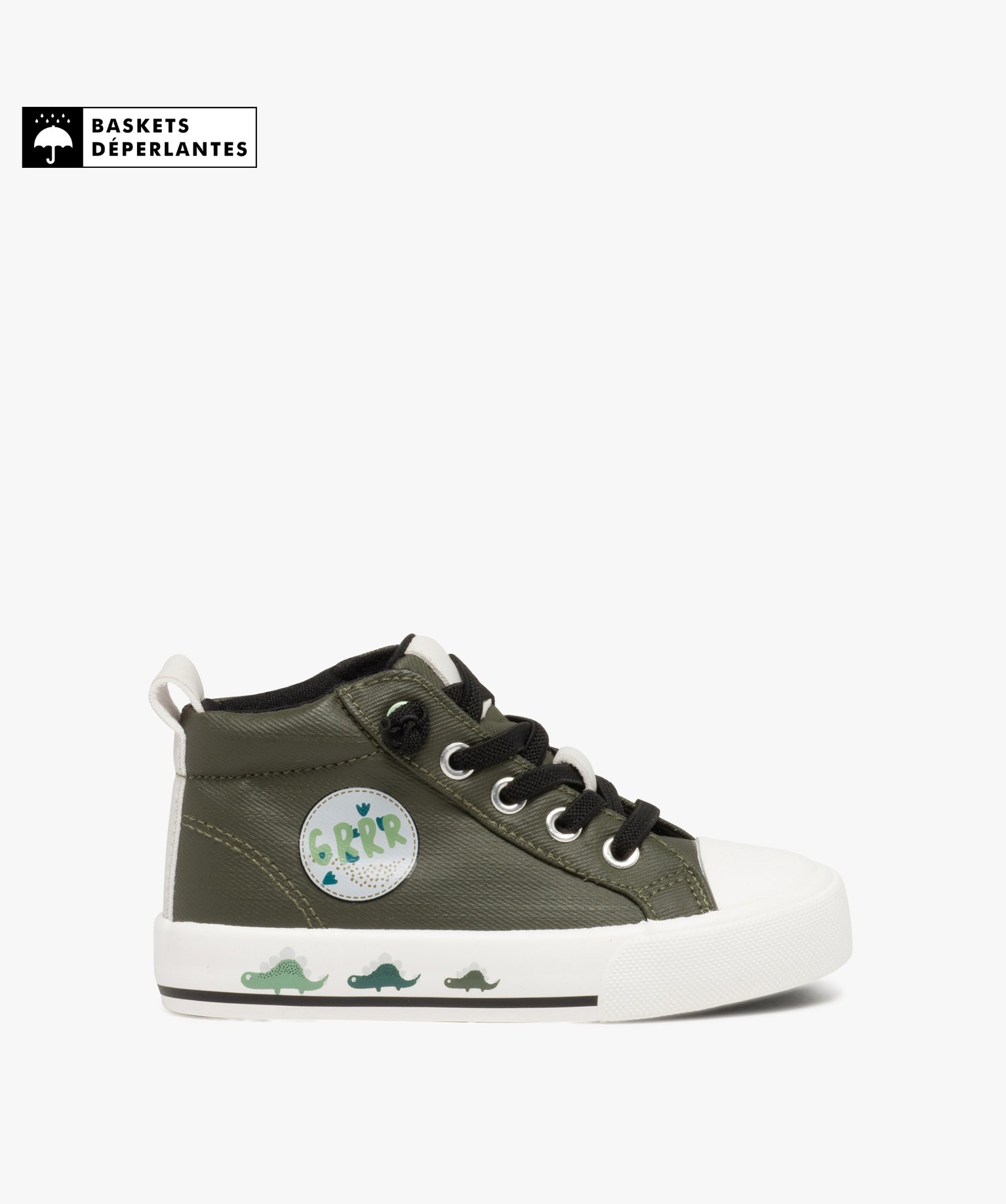 Baskets Garçon mid-cut déperlantes et à semelle épaisse kaki | GEMO