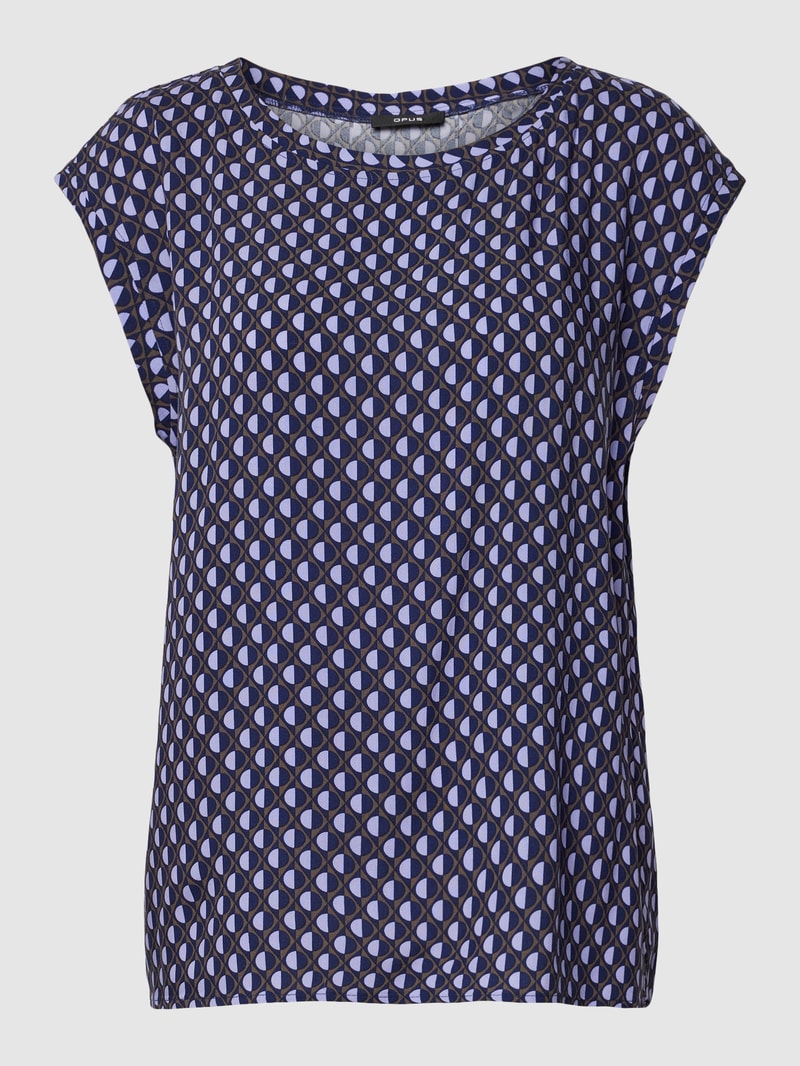 Bluse mit Allover-Muster Modell 'Fauni' in marineblau