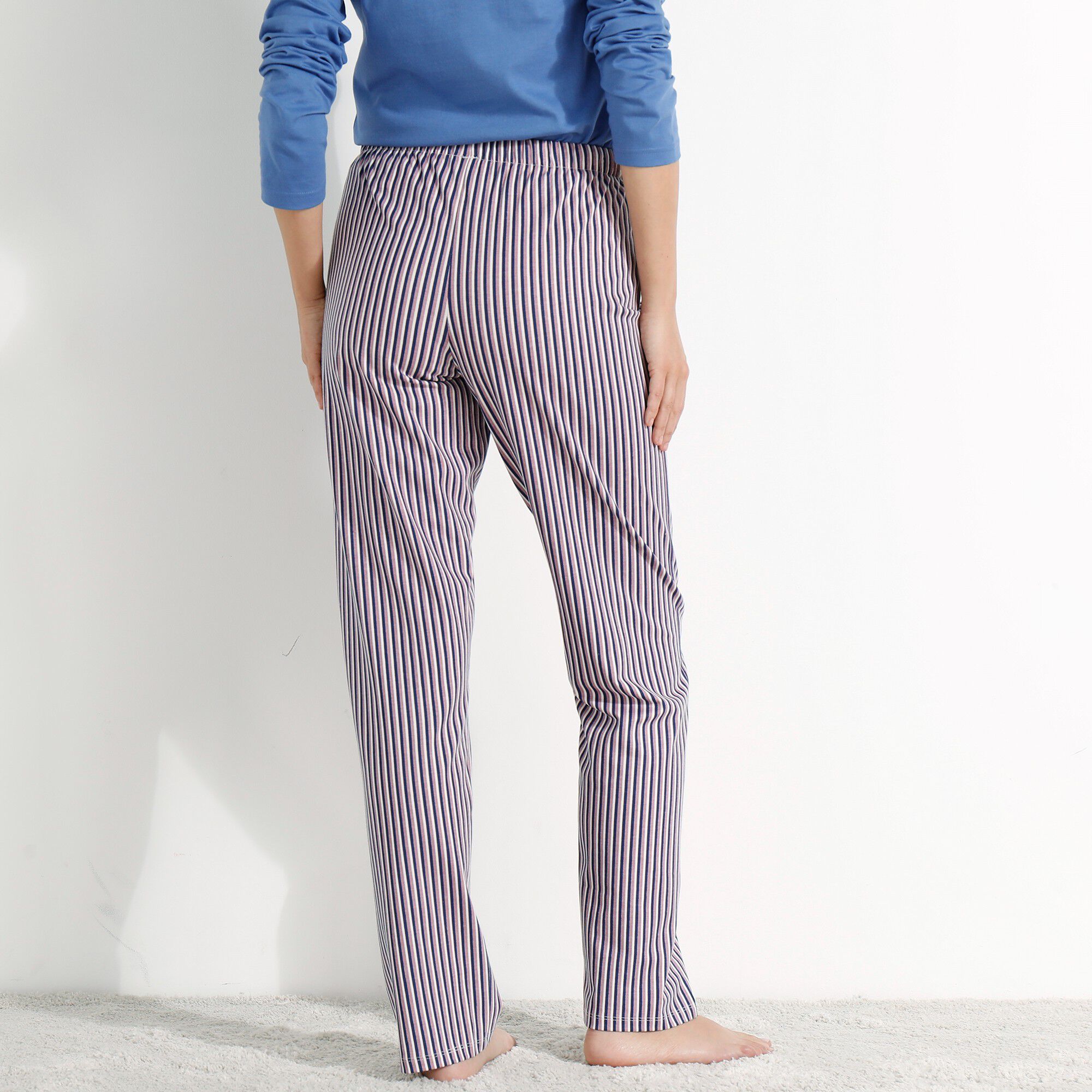 Pantalon pyjama coton imprimé rayures