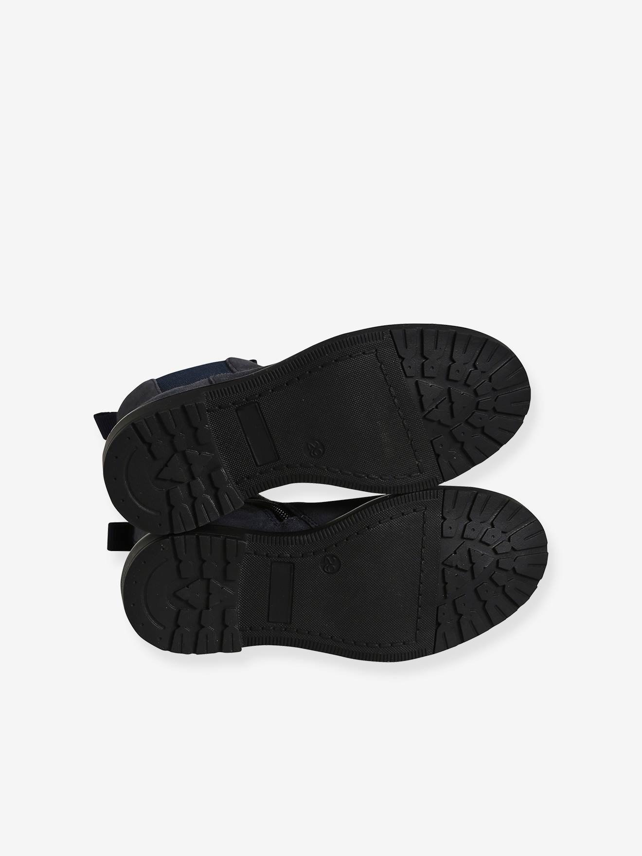 Boots en cuir fille bleu marine
