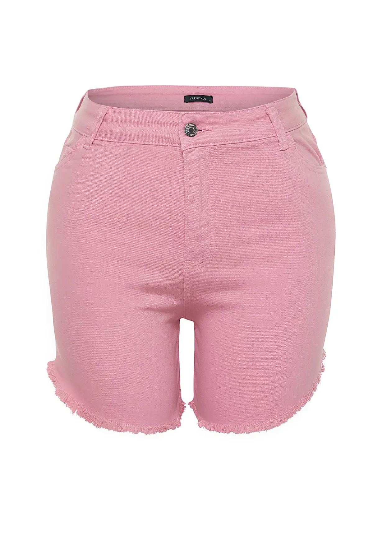 Trendyol Curve  Flexible Skinny-Jeansshorts und Bermudas mit Quasten in Rosa TBBSS23CJ00016