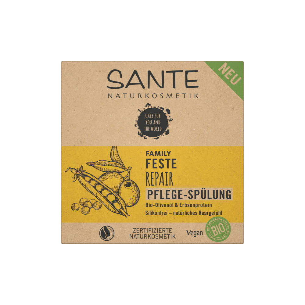Sante Après-Shampoing Solide Family Repair - Huile d'Olive Bio & Protéine de Pois