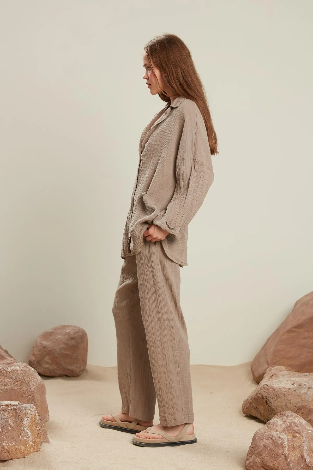 Manuka  MUSSELIN-HEMDJACKE GRAU