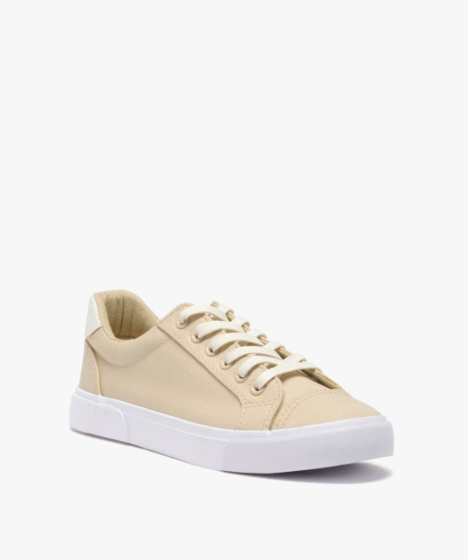 Baskets femme en toile unie à bout renforcé beige | GEMO