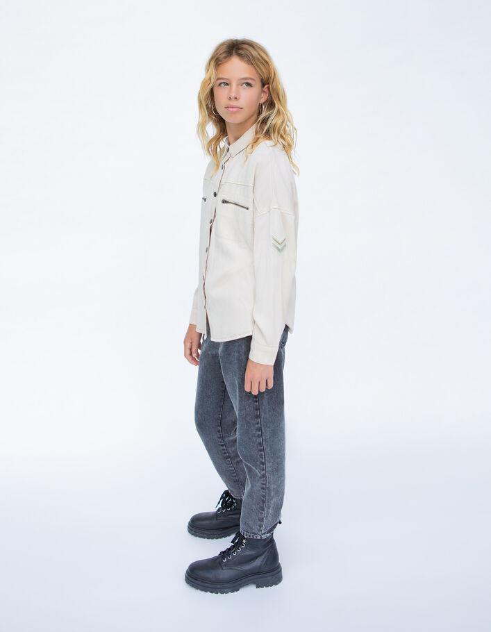 Chemise écrue Lyocell® à poches zippées fille