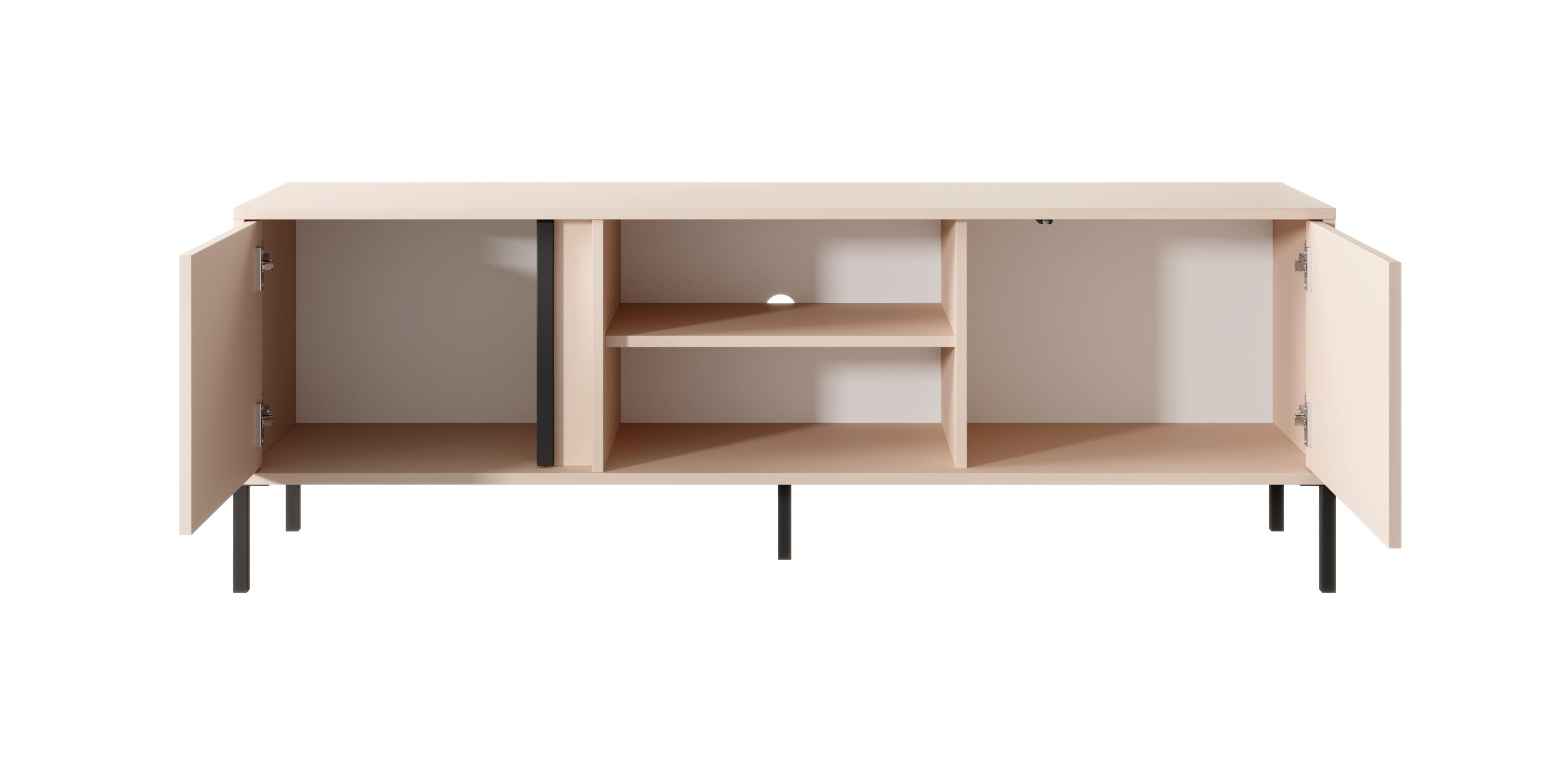 Furnix Wohnwand Mediawand DASTI 1 Möbelwand Highboard und TV-Schrank Beige, B256,4 x H123,4 x T39,5 cm, Made in EU