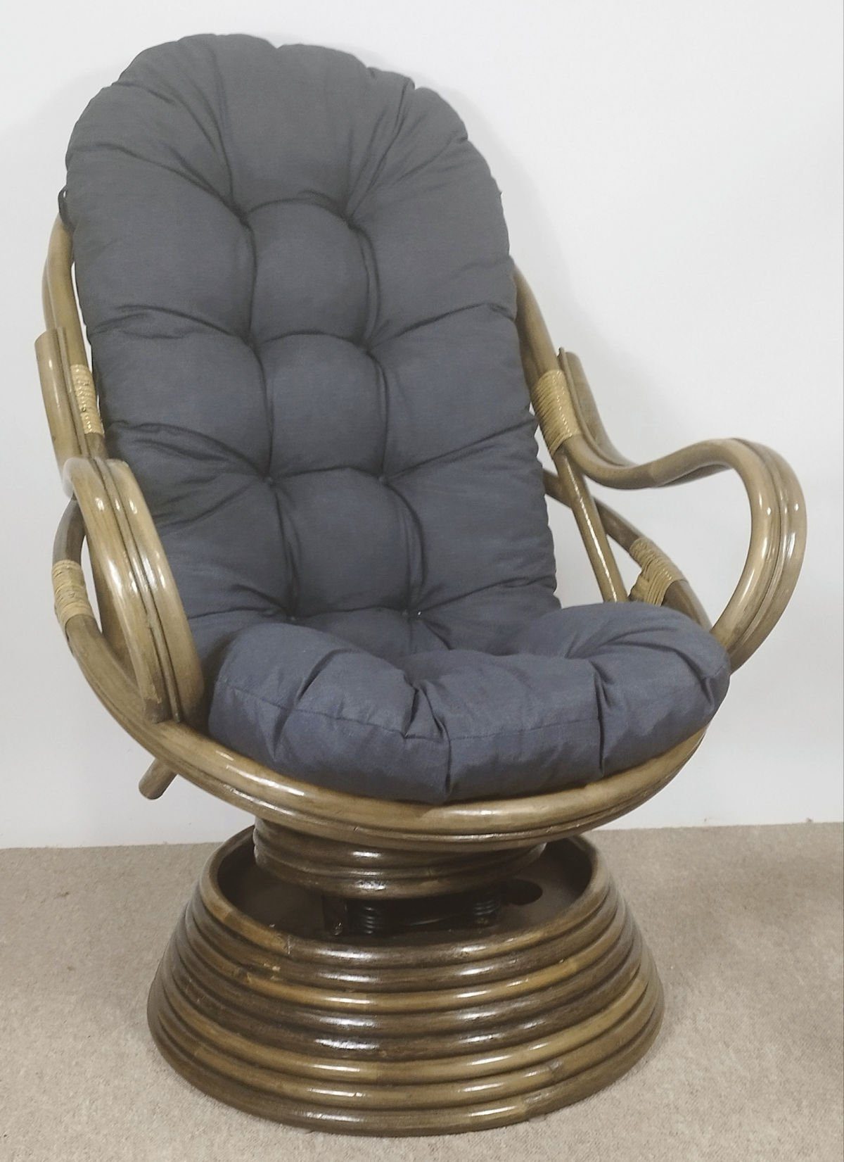 Rattani Rattanstuhl Rattan Drehsessel, Drehwippsessel Linda Fb. darkbrown