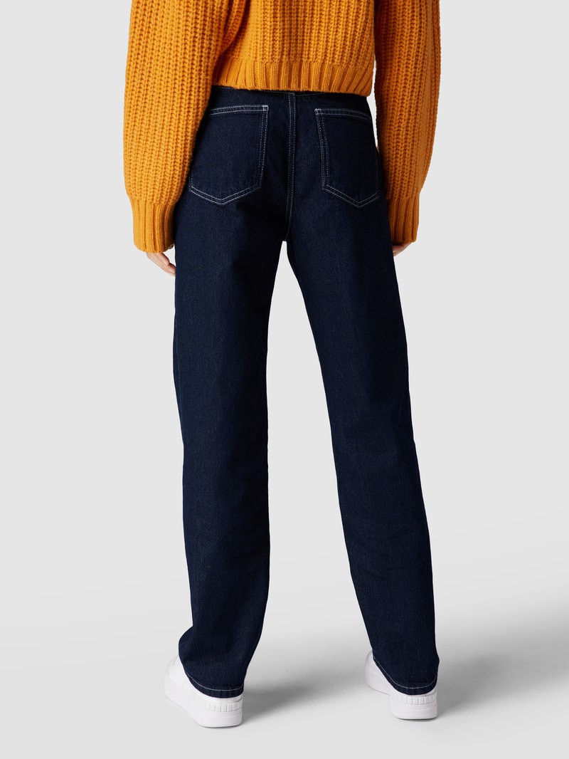 Bootcut Jeans mit Kontrastnähten in dunkelblau