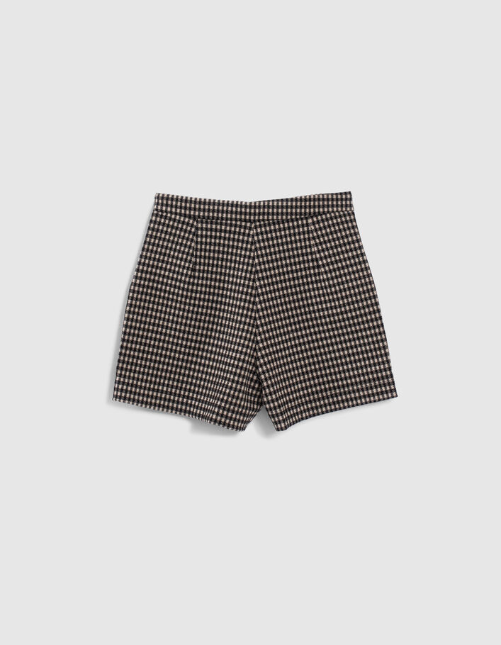 Short noir motif pied-de-poule beige fille