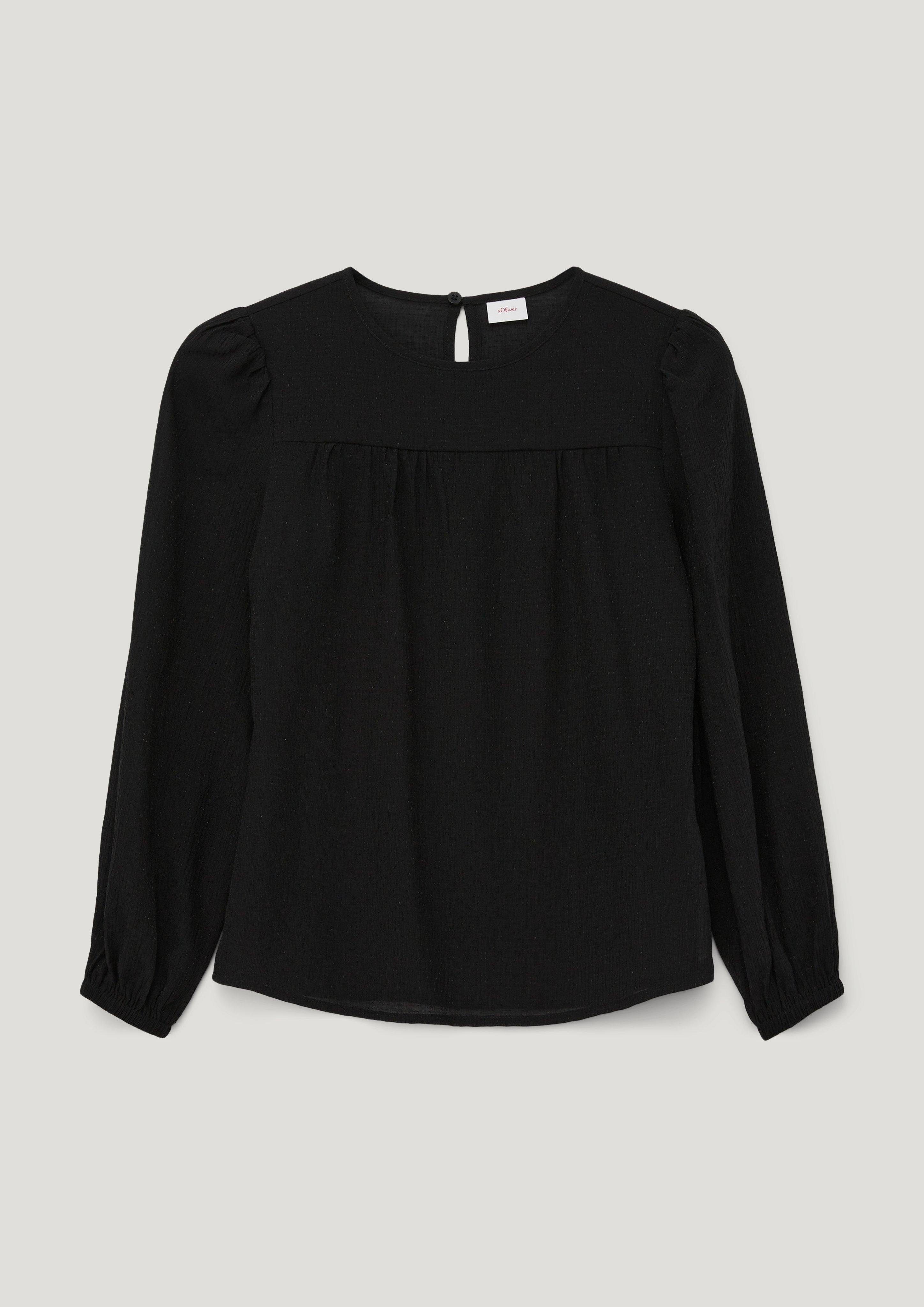 s.Oliver Langarmbluse Bluse mit Dobby-Struktur Raffung