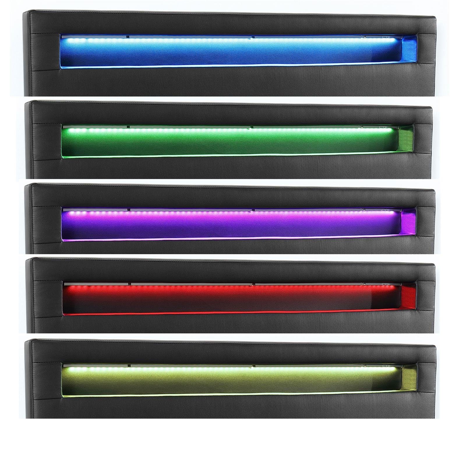 CARO-Möbel Polsterbett MIRASOL, Polsterbett Einzelbett Doppelbett Jugendbett mit LED 120 x 200 cm schw