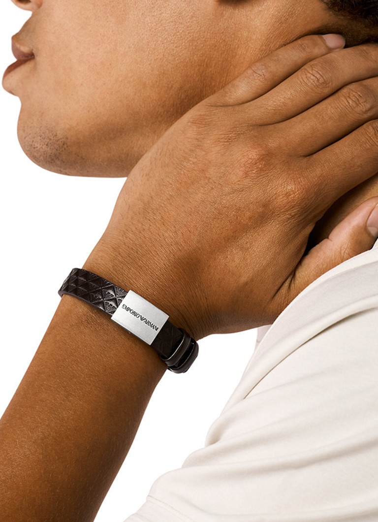 Emporio Armani  Eagle armband van leer EGS3135040