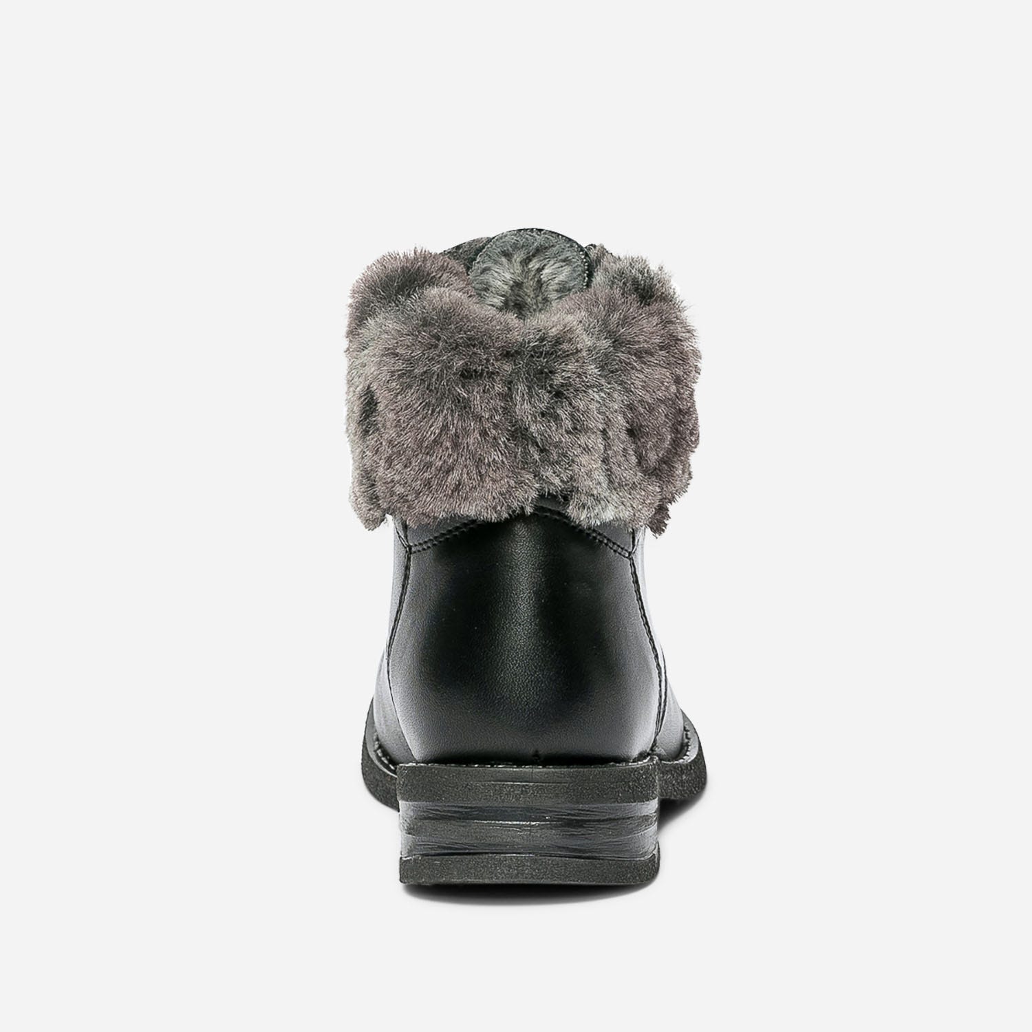 Bottine noire fourrée en cuir