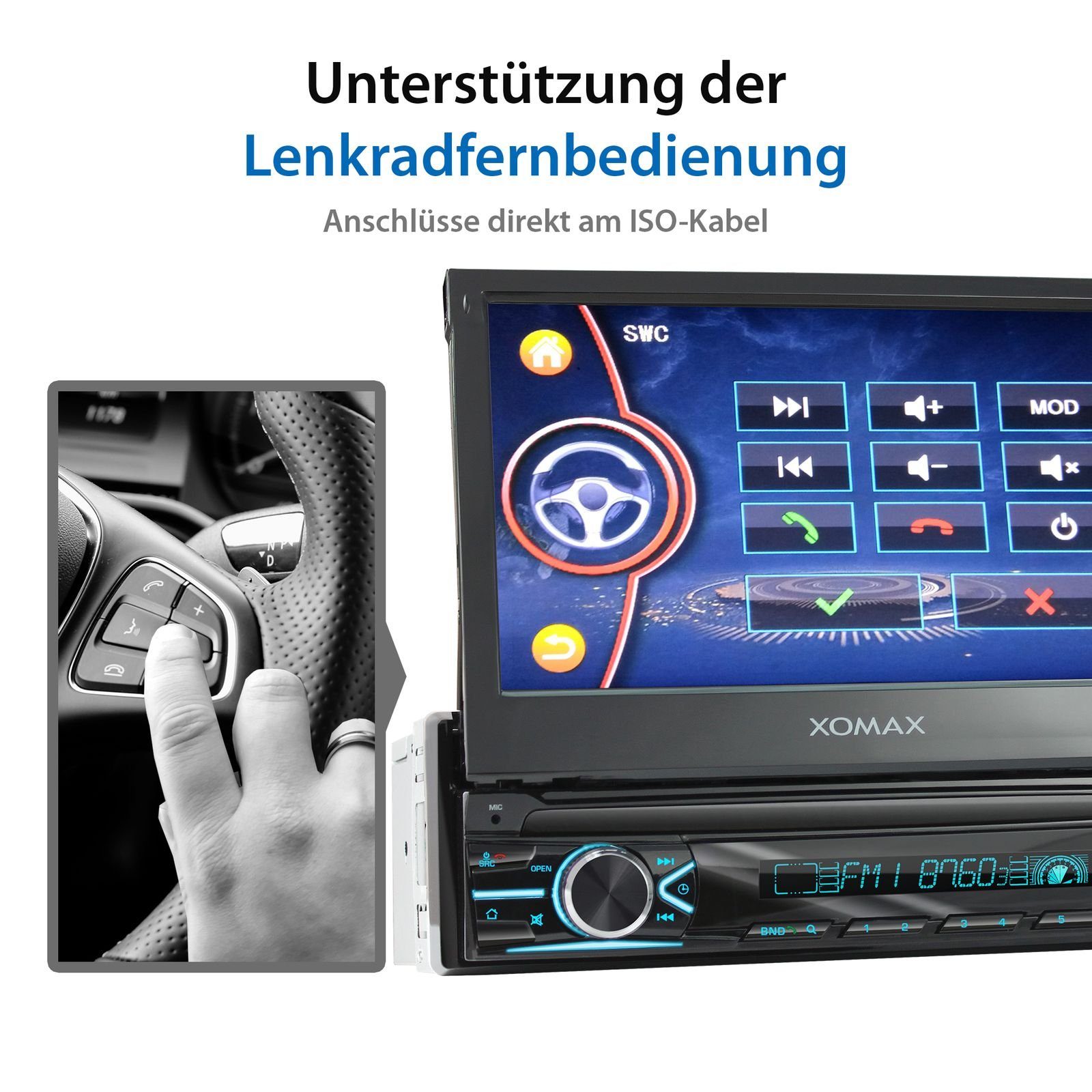 XOMAX XM-V746 Autoradio mit 7 Zoll Bildschirm, Bluetooth, USB, SD, 1 DIN Autoradio