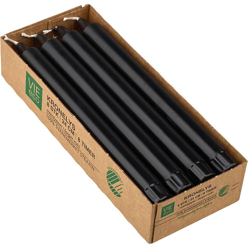 Vie Eco Kronelys 8-pk 24 cm eco sort