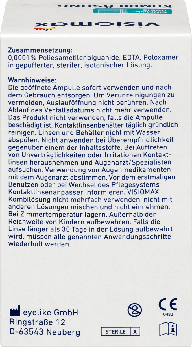 Kombilösung Einmaldosis für weiche Kontaktlinsen, mit Kontaktlinsenbehälter, 15 x 10 ml, 150 ml