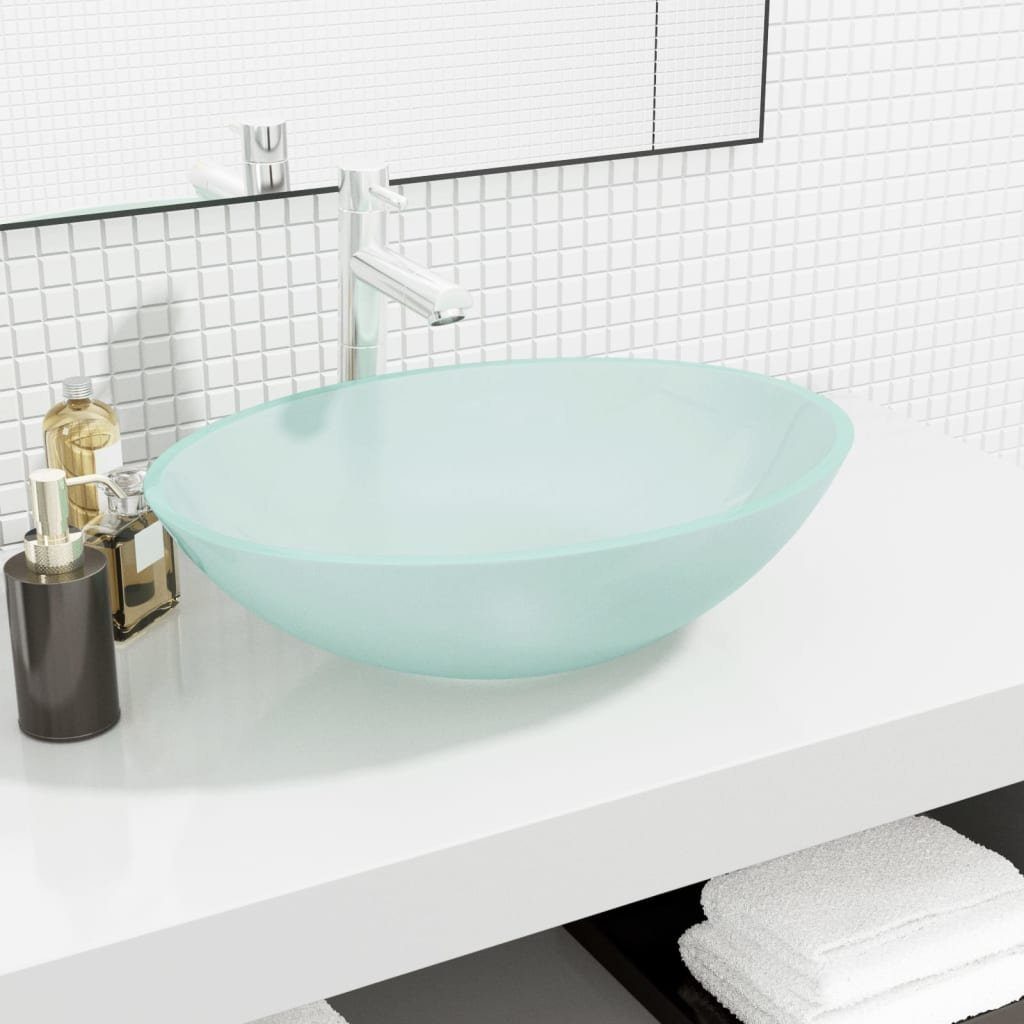 vidaXL Waschbecken Waschbecken Glas 50x37x14 cm Matt