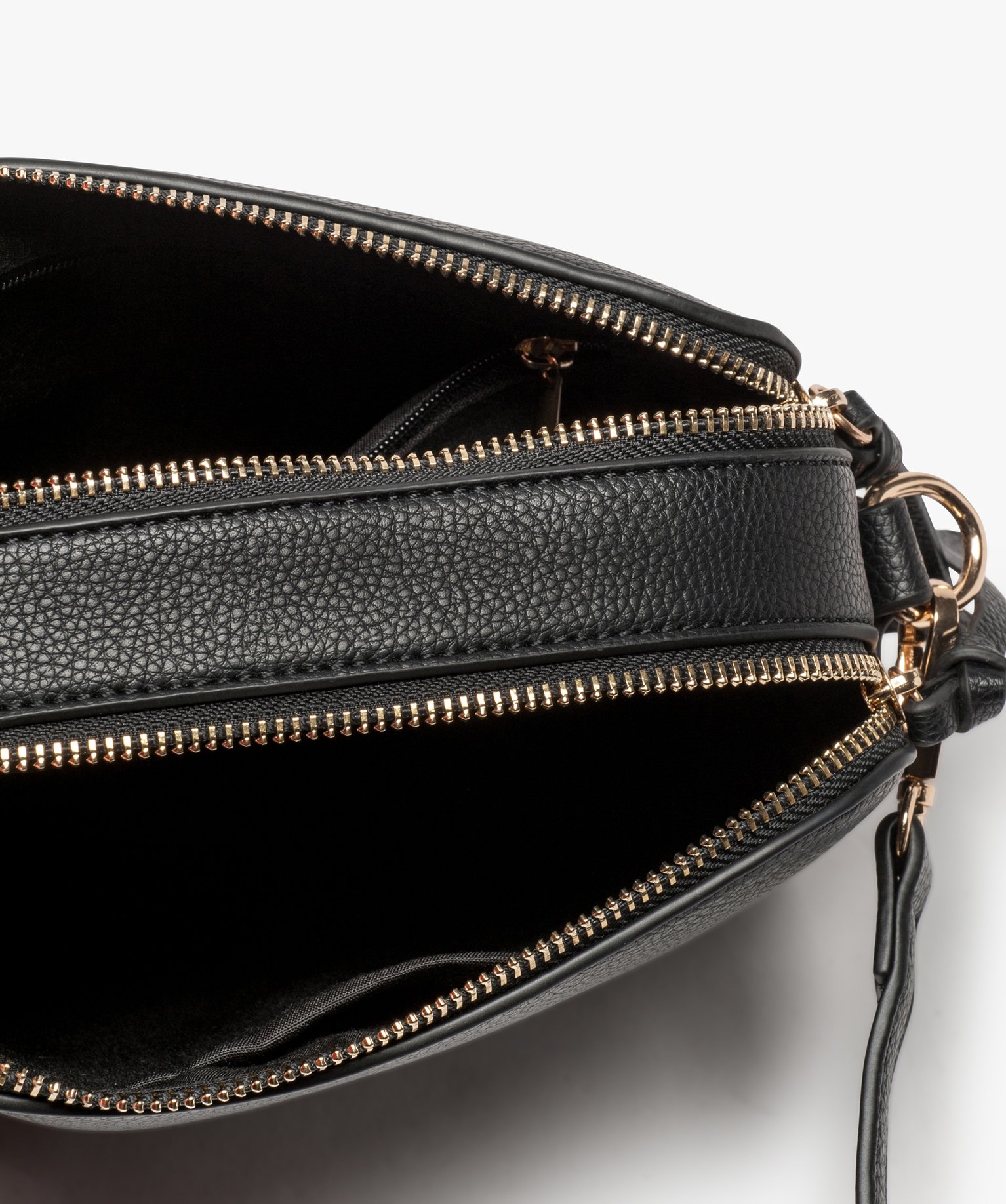 Besace femme petit format à grandes poches zippées noir | GEMO