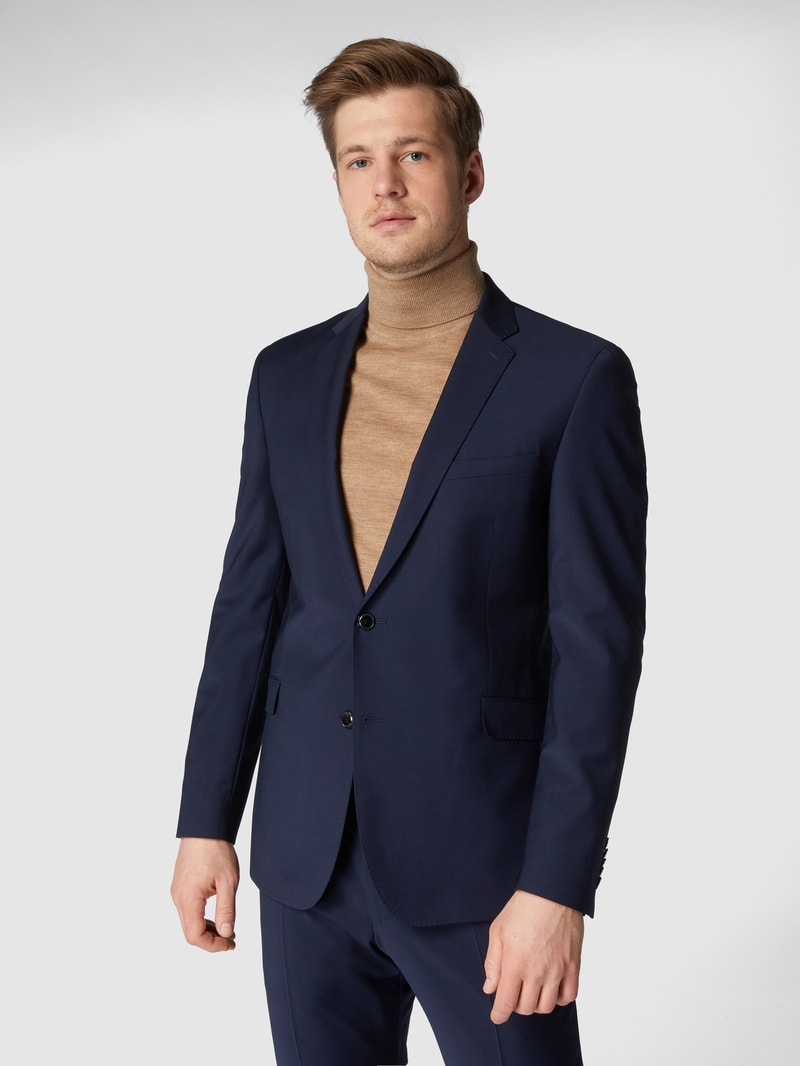 Slim Fit 2-Knopf-Sakko mit fallendem Revers 'Flex Cross' in marineblau
