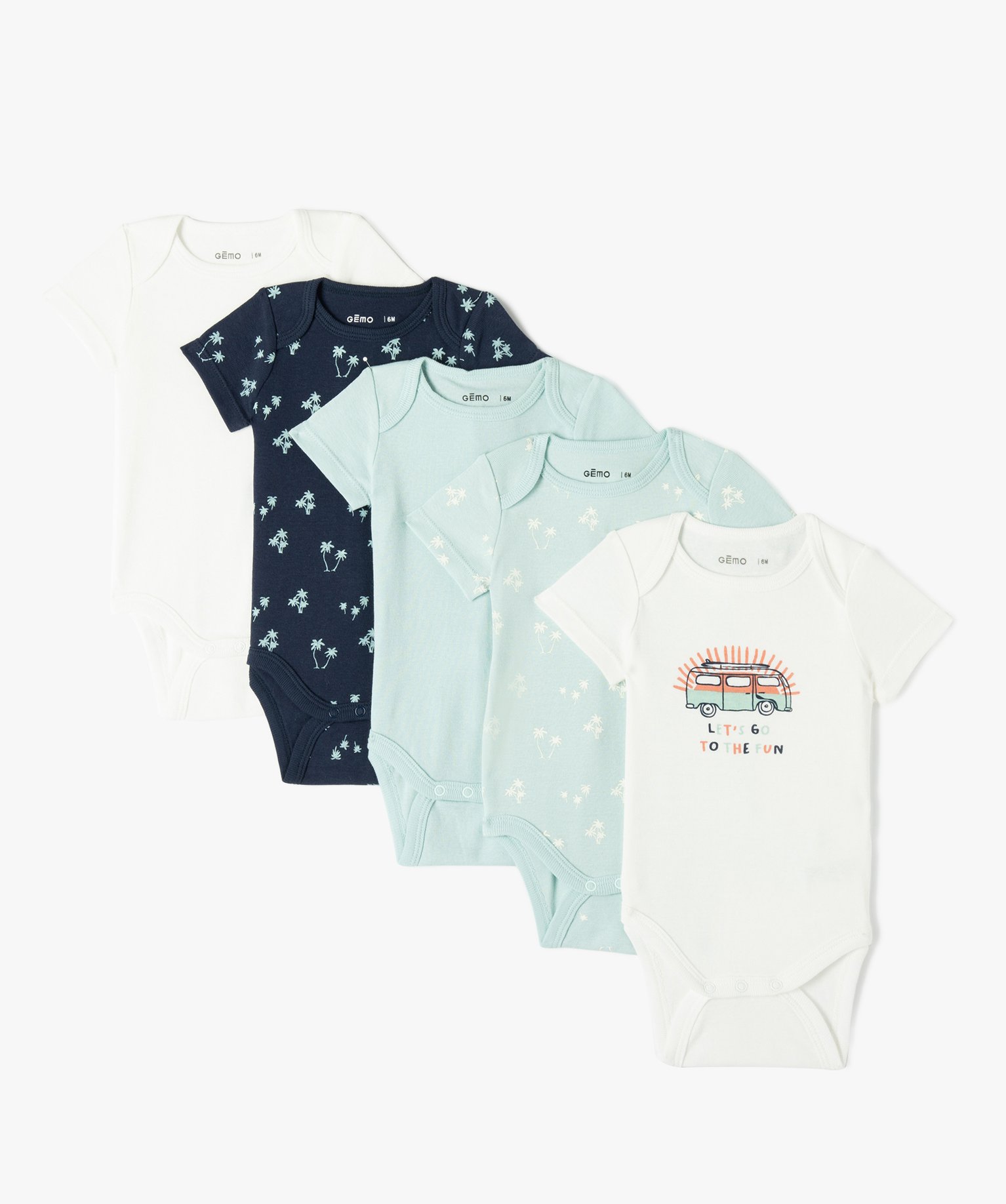 Body bébé à manches courtes encolure américaine (lot de 5) vert | GEMO